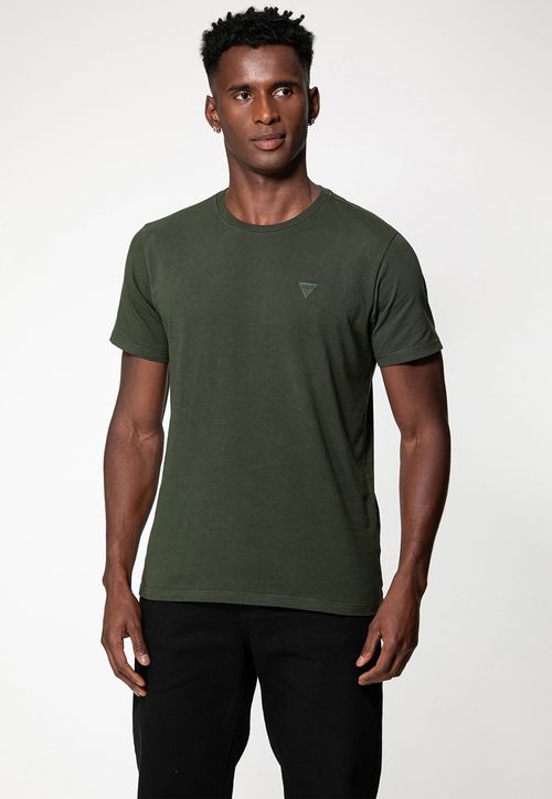 Camiseta Triângulo Emborrachado Guess Verde Escuro