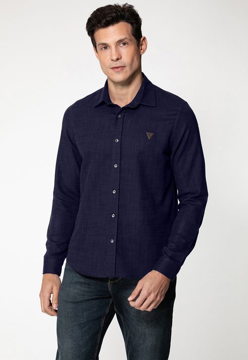 Camisa Manga Longa Rústica Azul Escuro