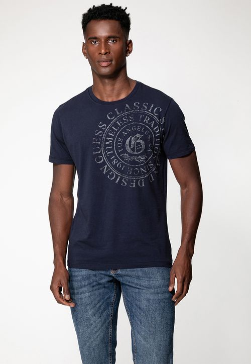 Camiseta Mandala Peito Azul Escuro