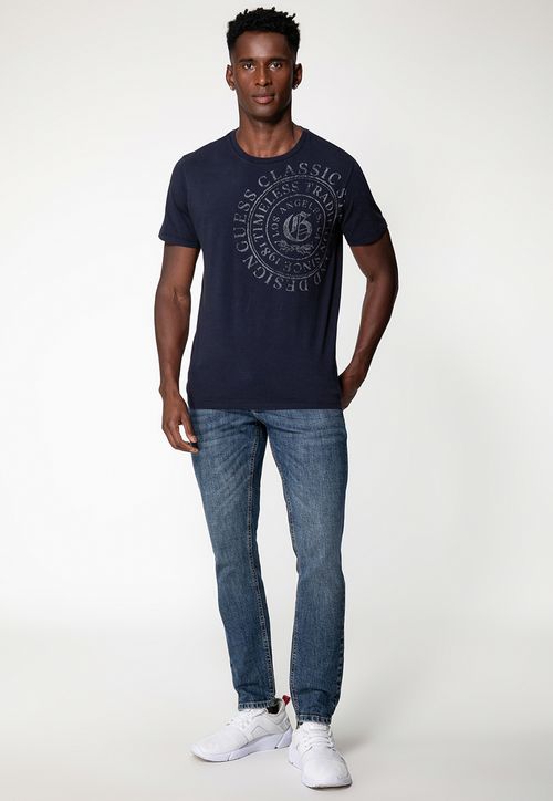 Camiseta Mandala Peito Azul Escuro