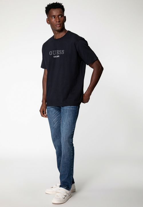 Calça Jeans Slim Straight Azul