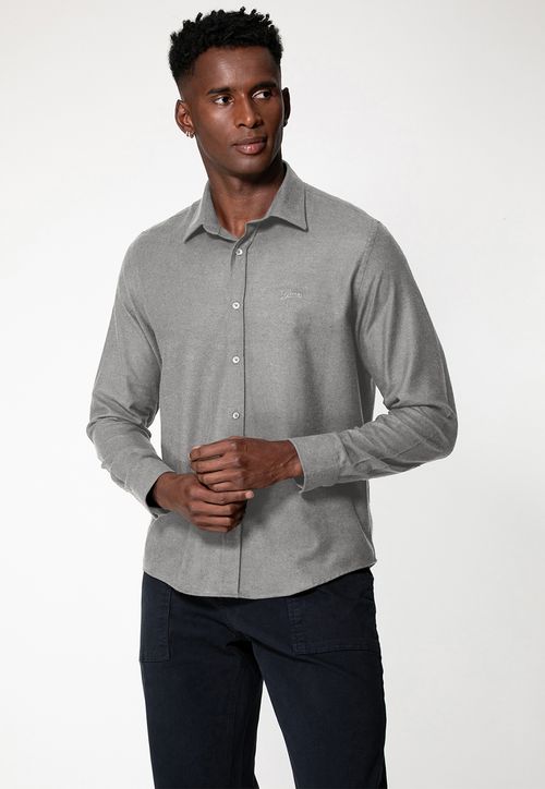 Camisa Flanela Manga Longa Cinza