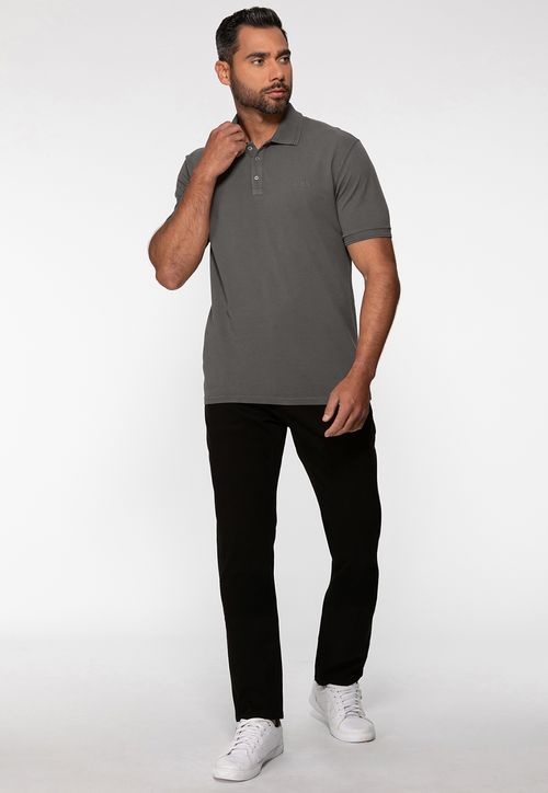 Camisa Polo Guess Silk Relevo Est 1981 Grafite