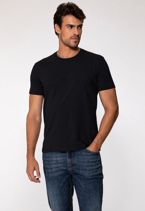 Camiseta Embossed Guess Inc Preto