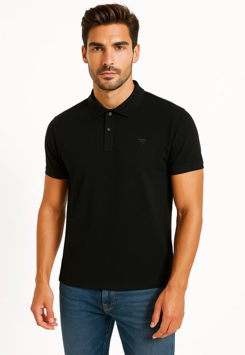 Camisa Polo Guess Waffle Preto