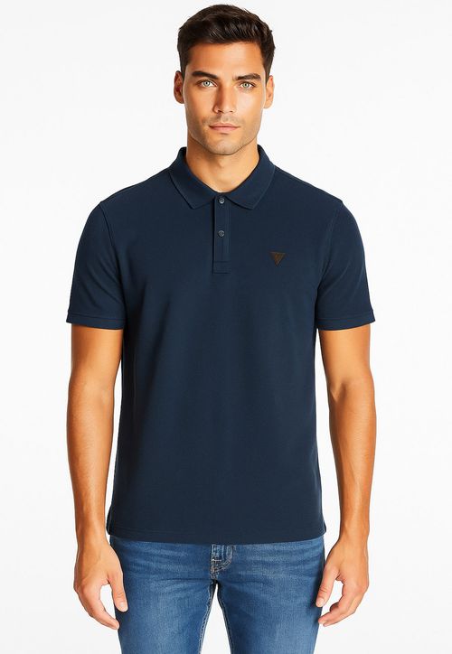 Camisa Polo Guess Waffle Azul Escuro