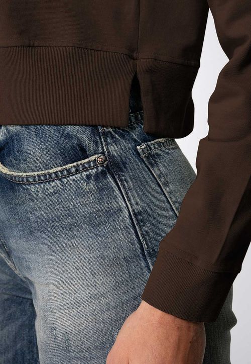 Blusa de Moletom Guess Triang Trad Desgastado Marrom