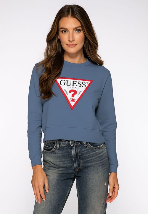 Blusa de Moletom Guess Triang Trad Desgastado Azul