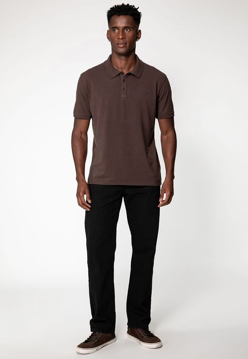 Camisa Polo Guess Silk Relevo Est 1981 Marrom