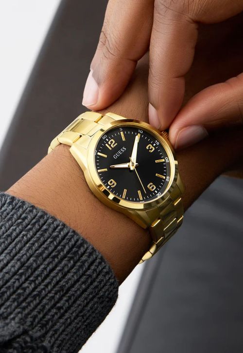 Relógio Redondo Analógico Aço Dourado