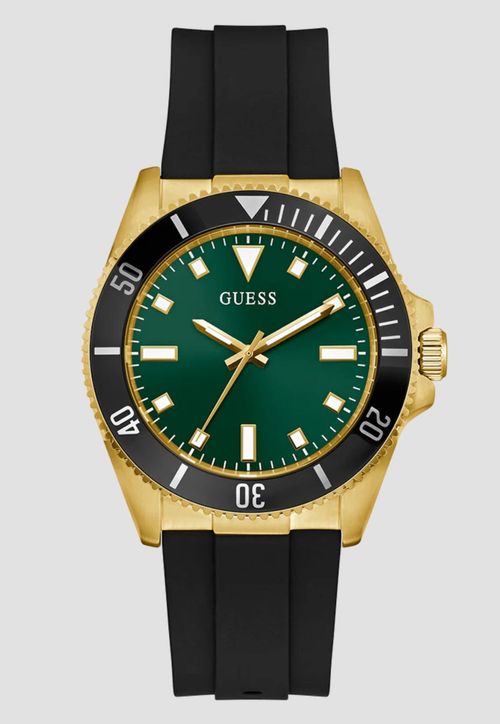 Relógio Sport Silicone Aço Dourado e Preto