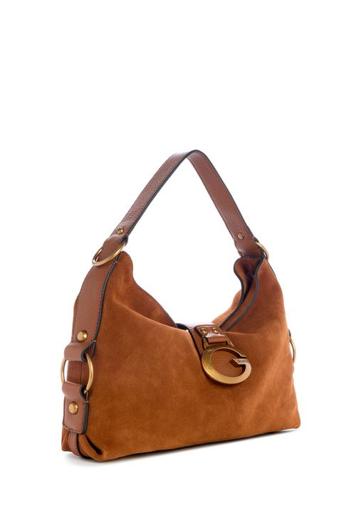 Bolsa Camden Shoulder Bag Suede Marrom