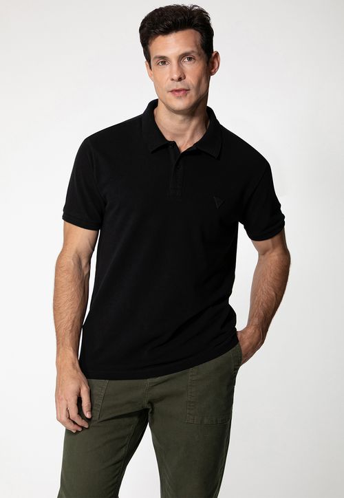 Camisa Polo Guess Silk Gola Preto