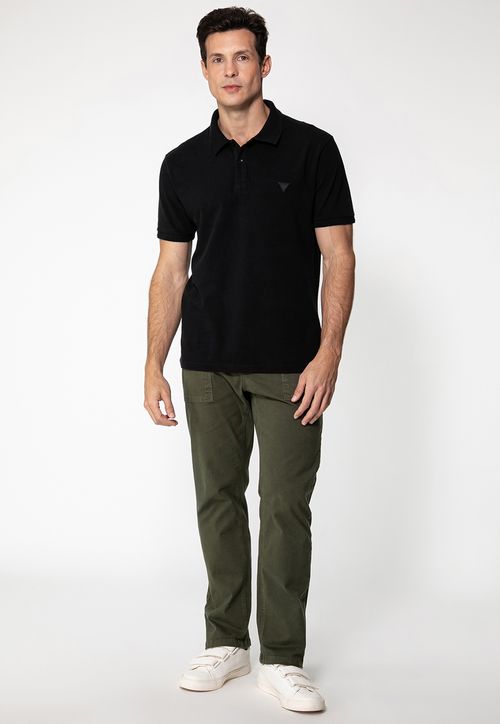 Camisa Polo Guess Silk Gola Preto