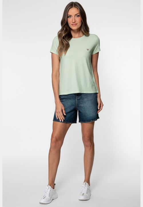 Camiseta Etiqueta Guess Triangulo Verde Claro