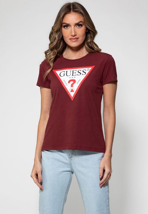 Camiseta  Alg Orgânico Triangulo Trad Guess Vinho