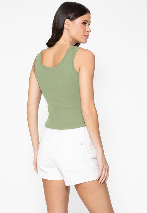 Regata Guess Rib Triang Hot Fix Cropped Verde Claro