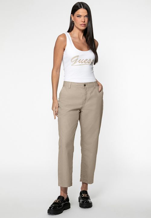 Calça Guess Chino Regular Straight Bege