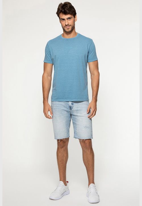 Camiseta Guess Silk Laser Estonada Azul