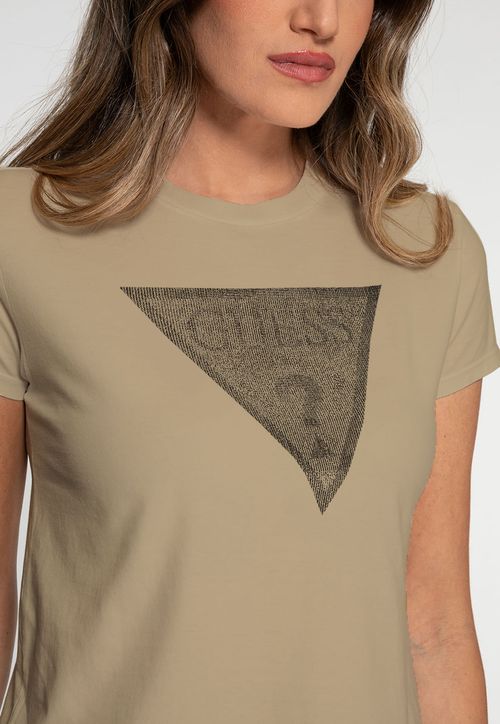 Camiseta Guess Triangulo Pinos Bege