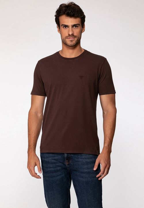 Camiseta Triângulo Emborrachado Guess Marrom
