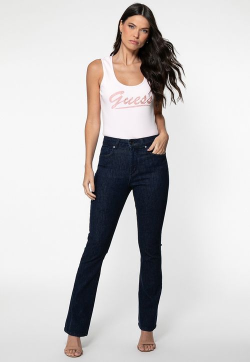 Regata Guess Rib Silk Hot Fix Rosa Claro