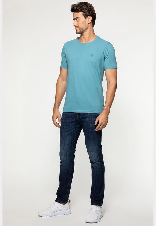 Camiseta Triângulo Emborrachado Guess Azul