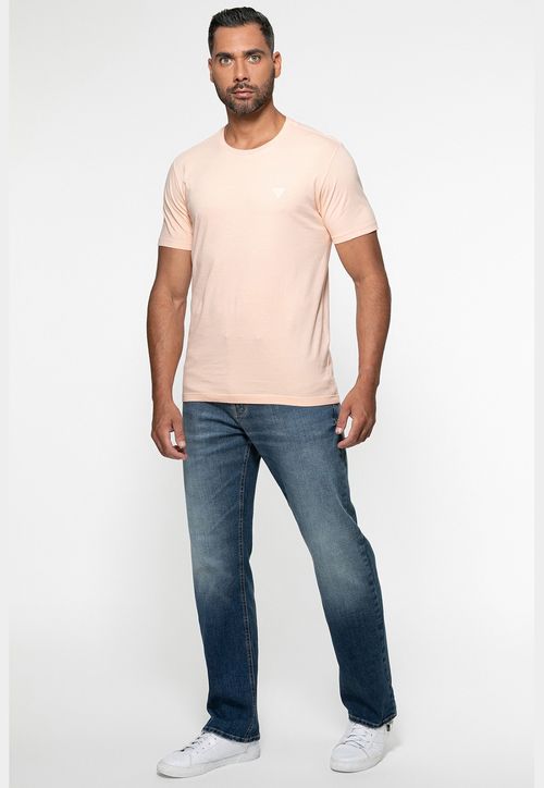 Camiseta Triângulo Emborrachado Guess Rosa Claro