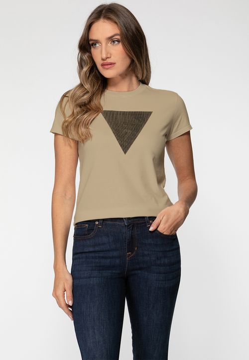 Camiseta Guess Triangulo Pinos Bege