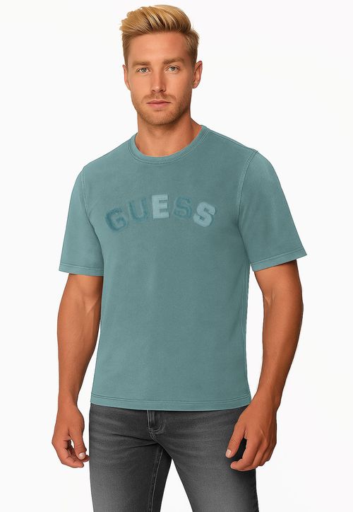 Camiseta Guess Aplique Peito Azul