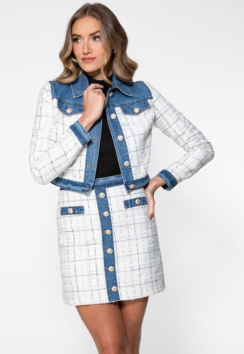 Jaqueta Eco Tweed E Jeans Branco