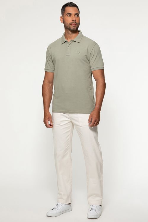 Camisa Polo Guess Silk Gola Verde