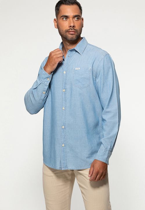 Camisa Manga Longa Denim Eco Azul Claro