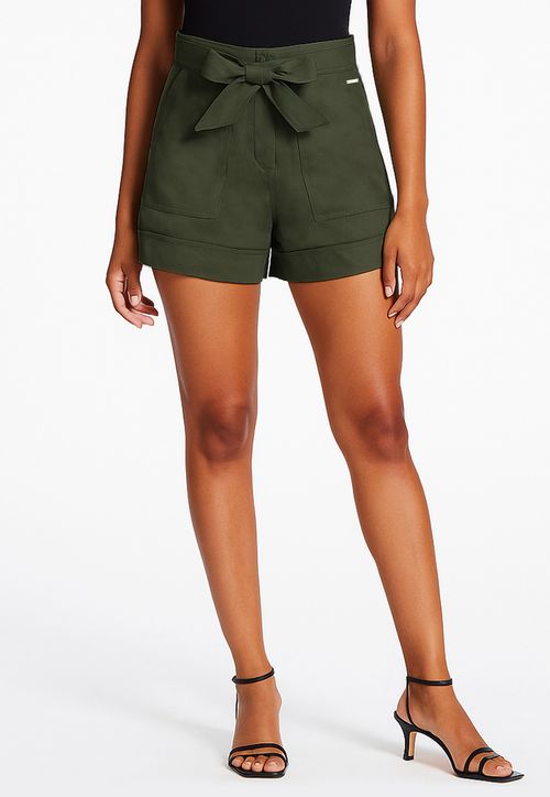 Short Guess Faixa Lyocel Verde Escuro