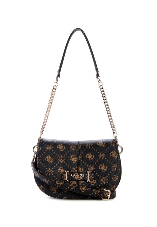 Bolsa Carrie Logo Flap Shoulder Bag Bege