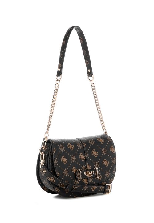 Bolsa Carrie Logo Flap Shoulder Bag Bege