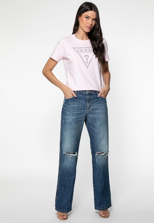 Calça Jeans Straight Leg Rasgos Azul