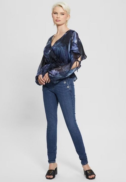 Blusa Babados Manga Longa Eco Azul Escuro