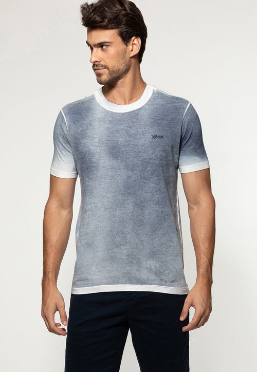 Camiseta Tinto Manchado Azul Escuro