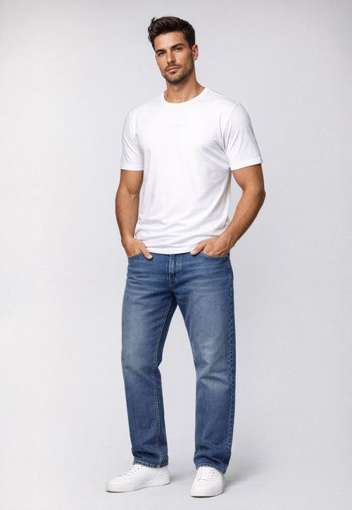 Calça Jeans Guess Tapered Puidos Azul