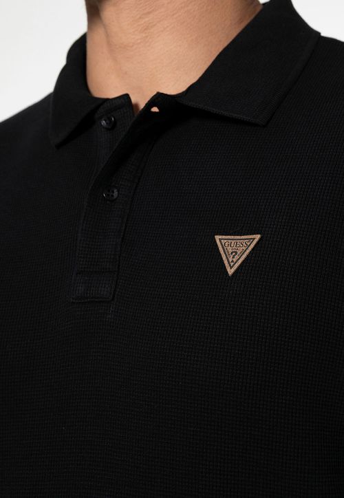 Camisa Polo Guess Waffle Preto
