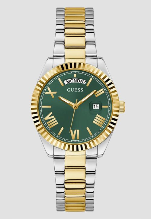 Relógio Redondo Analógico Verde e Dourado