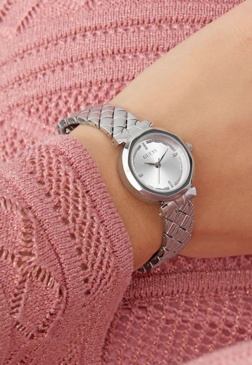 Relógio Redondo Analógico Brilho Prata