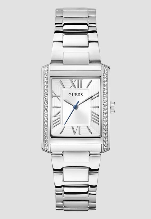 Relógio Retangular Cristais Prata