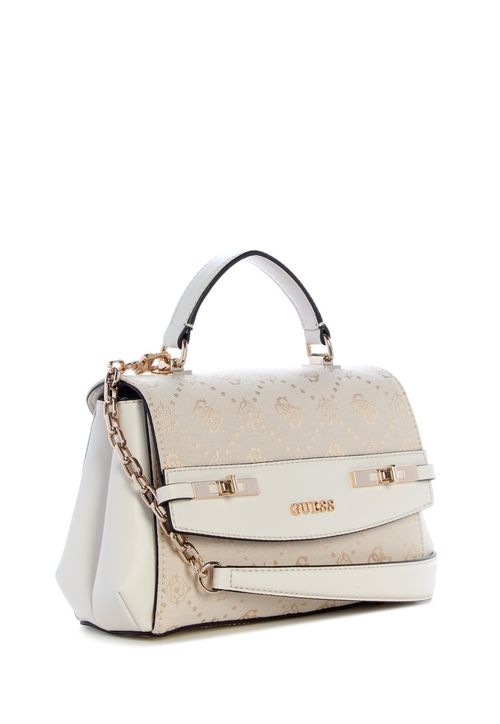 Bolsa Melinda Logo Top Handle Flap Off White