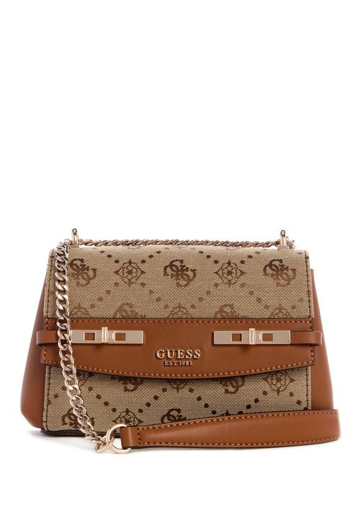 Bolsa Mini Melinda Logo Transversal Flap Bege