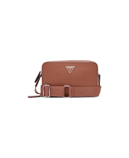 Bolsa Mini Viviette Dbl Zip Crossbody Marrom
