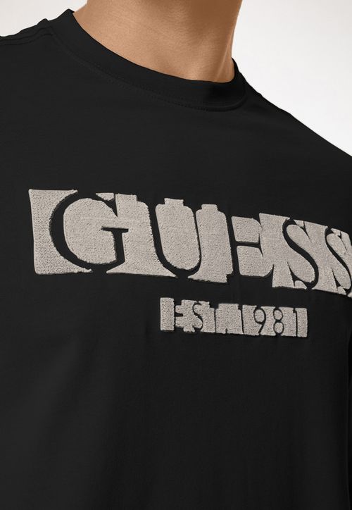 Camiseta Logo Flocado Manga Longa Preto