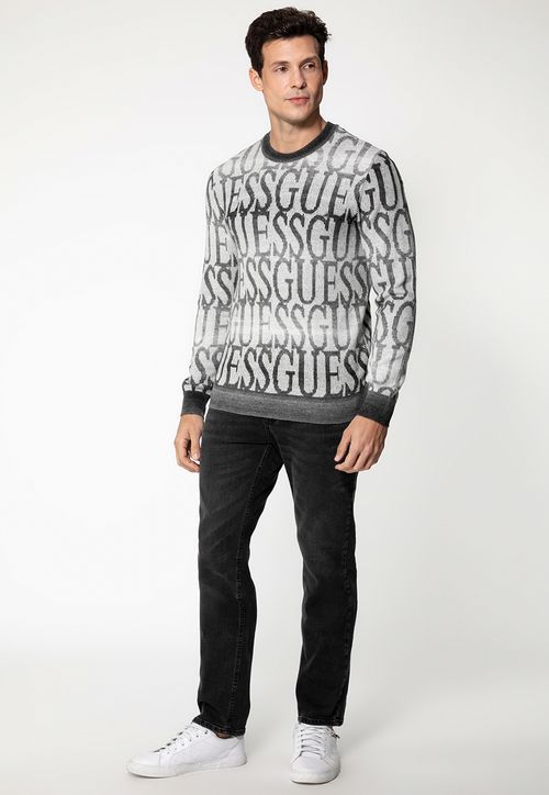 Suéter de Tricot Logo Cinza