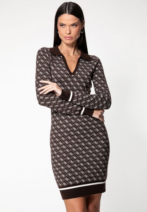 Vestido em Tricot Logo 4G Polo Eco Marrom